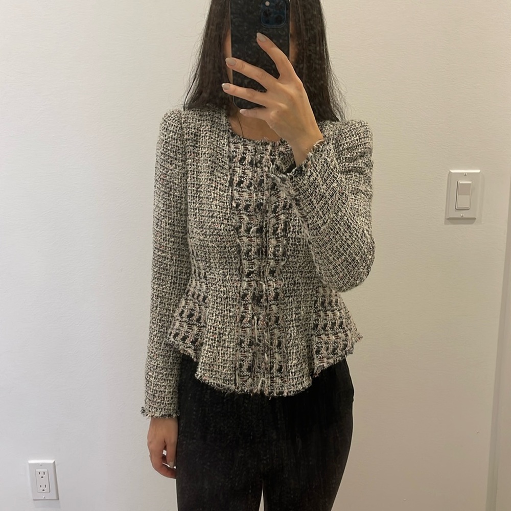 Rebecca Taylor Tweed Peplum Blazer (Size 0)